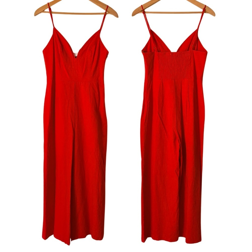 ASTR the Label Izzy Red Spagetti Strap Wide Leg Jumpsuit Romper, Medium - Picture 4 of 15